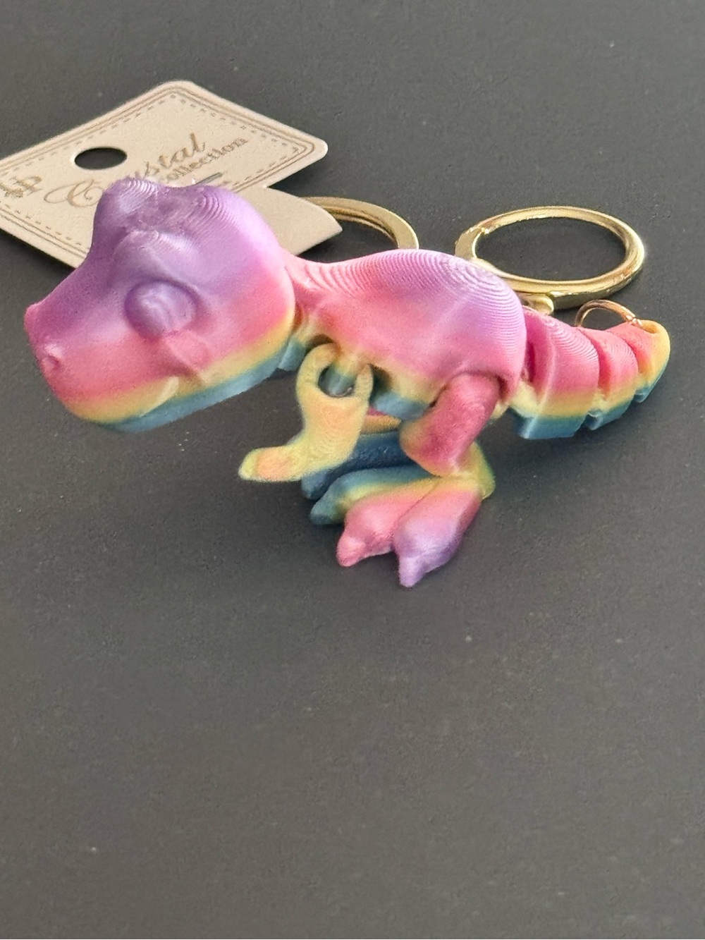 NWT 3D Printed Articulated Dinosaur Keychain Multi Color Fidget Toy Bag Charm